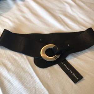 Black leather low slung belt. NWT.